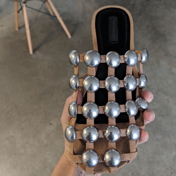 Alexander Wang Suede Studded Mules - Picture 1 of 4